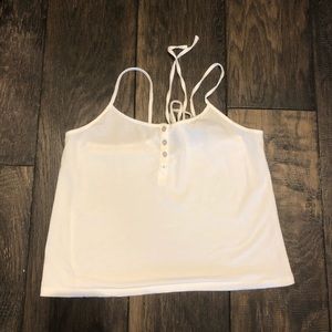 White Henley F21 Flowy Crop Top